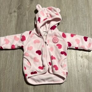 4/$30 H&M Pink Heart Pattern Baby Hoodie 1-2M